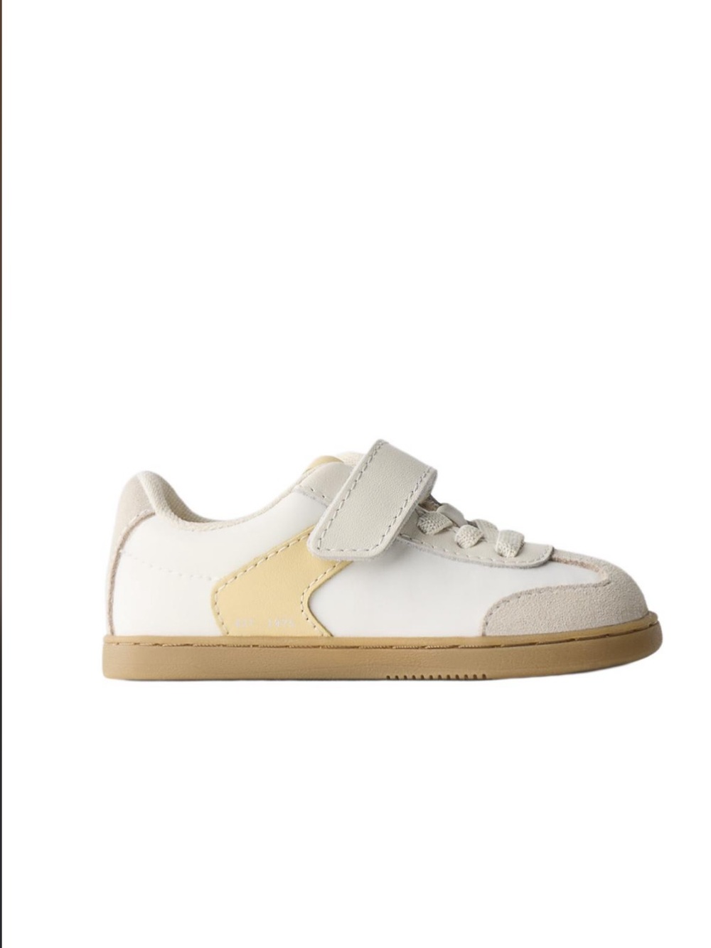 Zara Combination Sneakers White and Beige / Yellow Sneaker with Velcro Strap